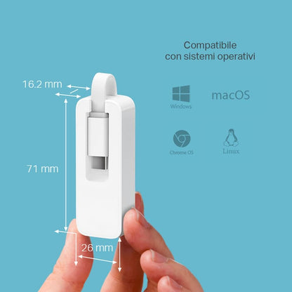 TP-Link UE300C USB-C to Ethernet Adapter, Gigabit Port 10/100/1000Mpbs, USB 3.0, Plug & Play, Ultra Compact, Compatible with Windows, MacOS, Linux, Chrome OS