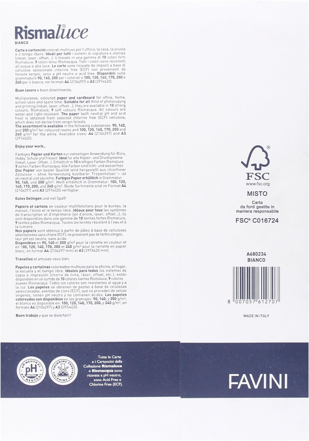 FAVINI RISMALUCE A680234 Paper – A4 – 170 g/m², 192 µm