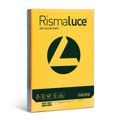 FAVINI - Carta RISMALUCE 200GR A4 125FG ASSORTITO in 8 Color