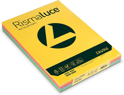 FAVINI - Carta RISMALUCE 200GR A4 125FG ASSORTITO in 8 Color