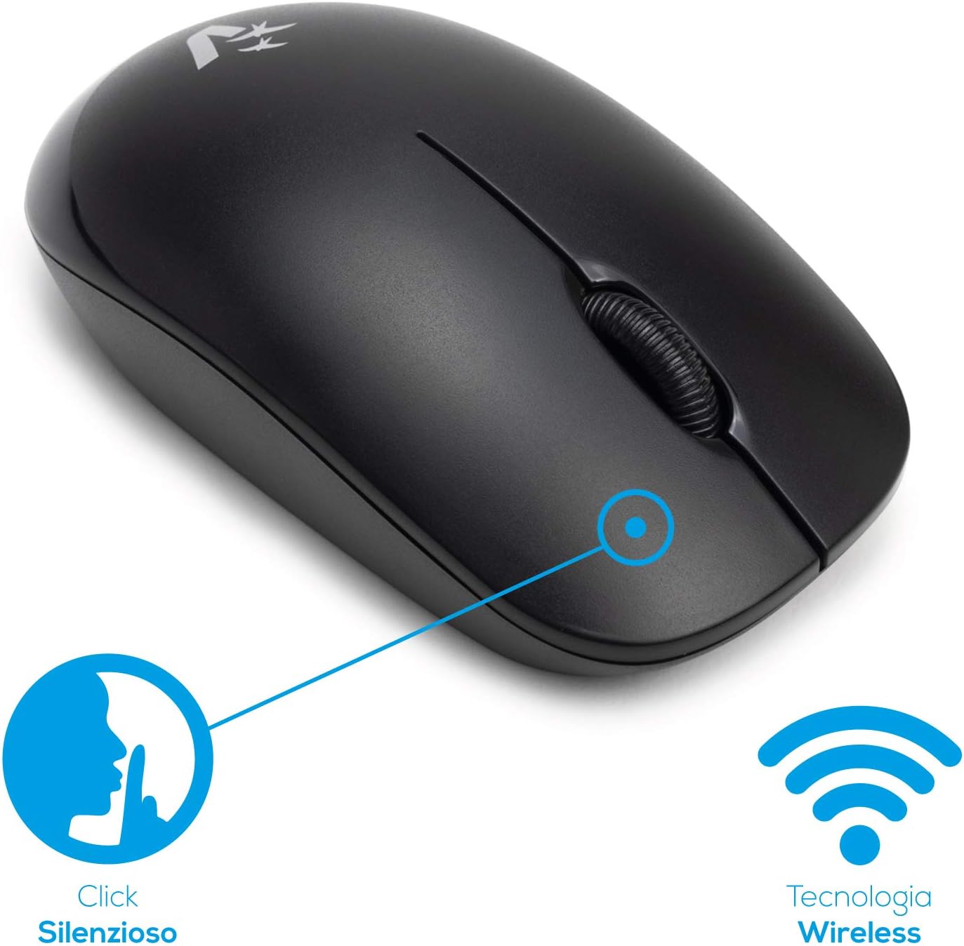 Mouse Wireless 1600Dpi Nero