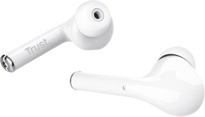 Trust Mobile Nika Touch Bluetooth Wireless Earphones, In Ear Headphones, On-trend Design, Up to 16 Hours Playtime, Built-in Microphone, TWS , Earbuds for Android, Chrome OS, iOS, Windows, White