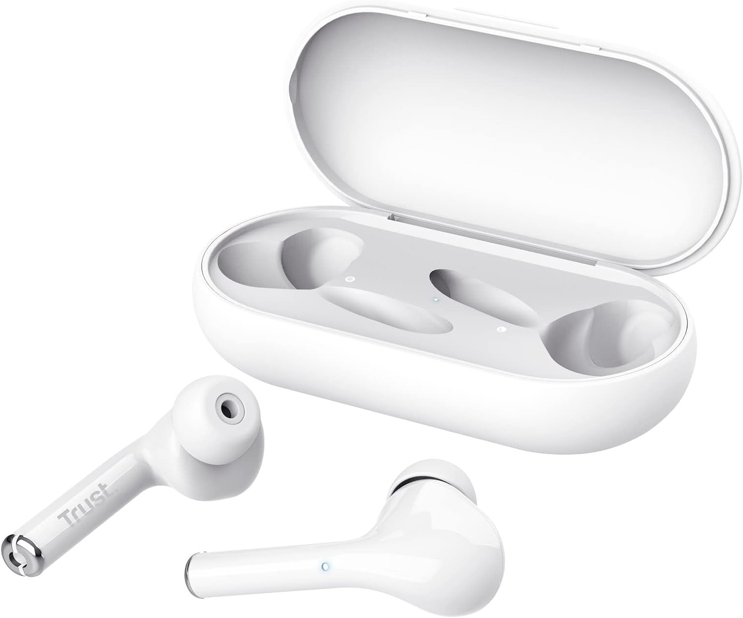 Trust Mobile Nika Touch Bluetooth Wireless Earphones, In Ear Headphones, On-trend Design, Up to 16 Hours Playtime, Built-in Microphone, TWS , Earbuds for Android, Chrome OS, iOS, Windows, White