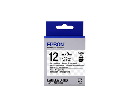 Epson LK-4TBN (12mm x 9m) Label Cartridge (Black on Transparent) for LabelWorks Label Makers