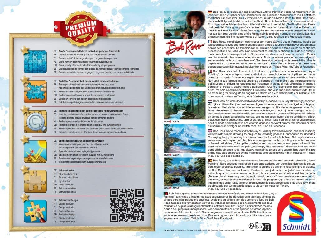 Schmidt | Bob Ross: Mountain by the Sea (1,000 pieces) | Jigsaw Puzzle | Ages 12+