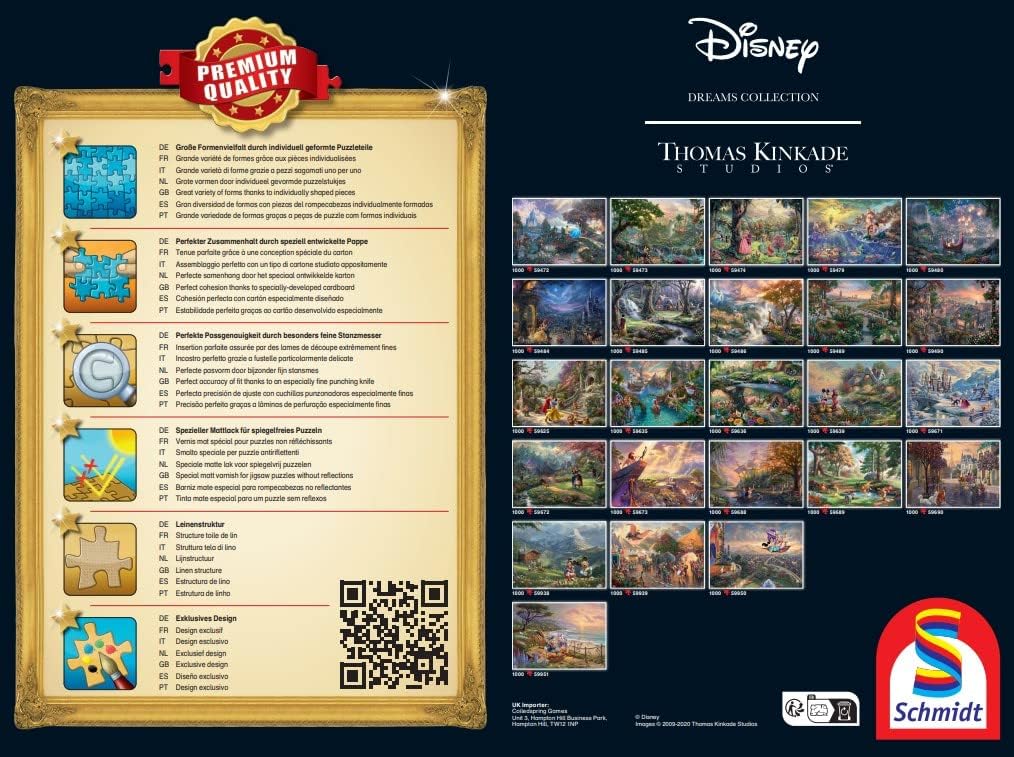 Schmidt | Thomas Kinkade: Disney Moana - 1,000 Pieces | Adult Jigsaw Puzzle | Ages 12+, Black White 1877