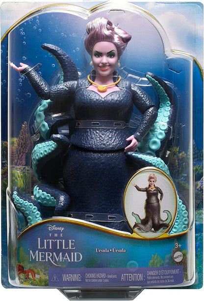 Mattel Disney La Sirenita Muñeca Úrsula villana con tentáculos de purpurina articulados, juguete +3 años (HLX12