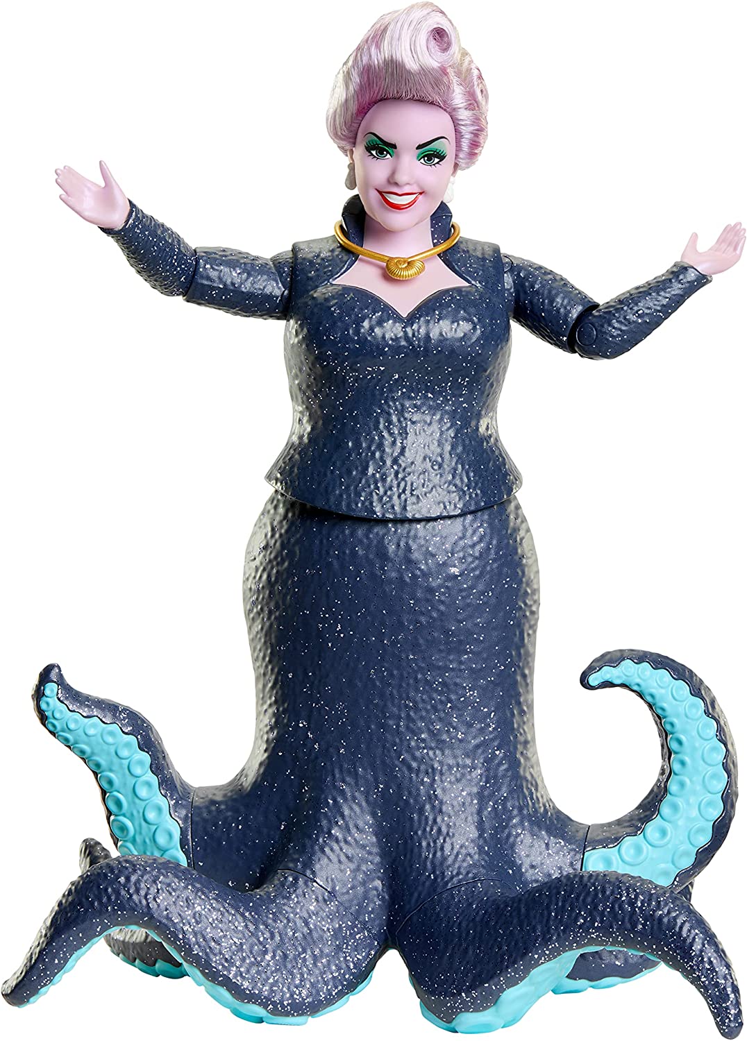 Mattel Disney La Sirenita Muñeca Úrsula villana con tentáculos de purpurina articulados, juguete +3 años (HLX12