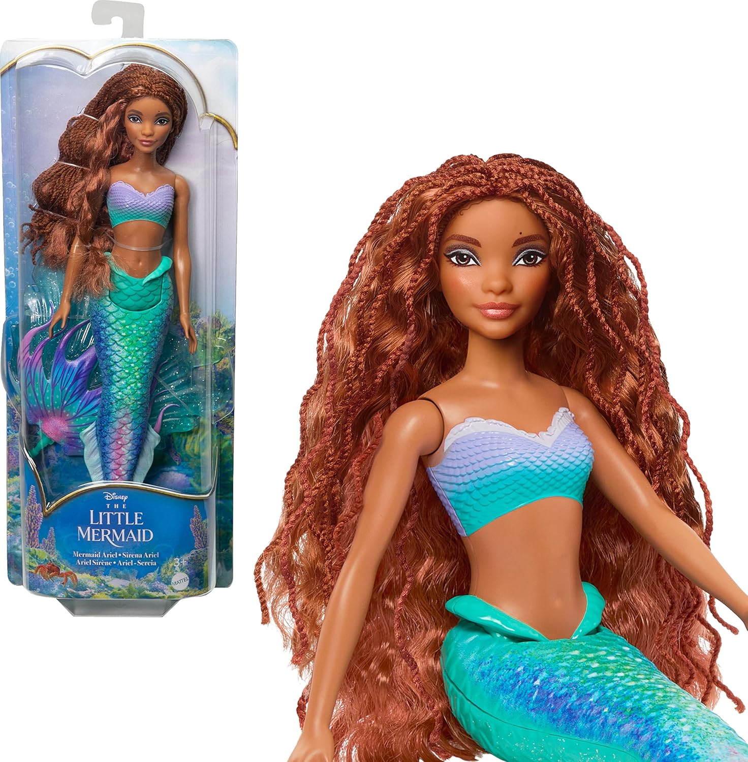 Disney The Little Mermaid Ariel Doll, Mermaid Fashion Doll with Signature Outfit, HLX08 & The Little Mermaid Ariel Fashion Doll on Land in Signature Blue Dress, HLX09