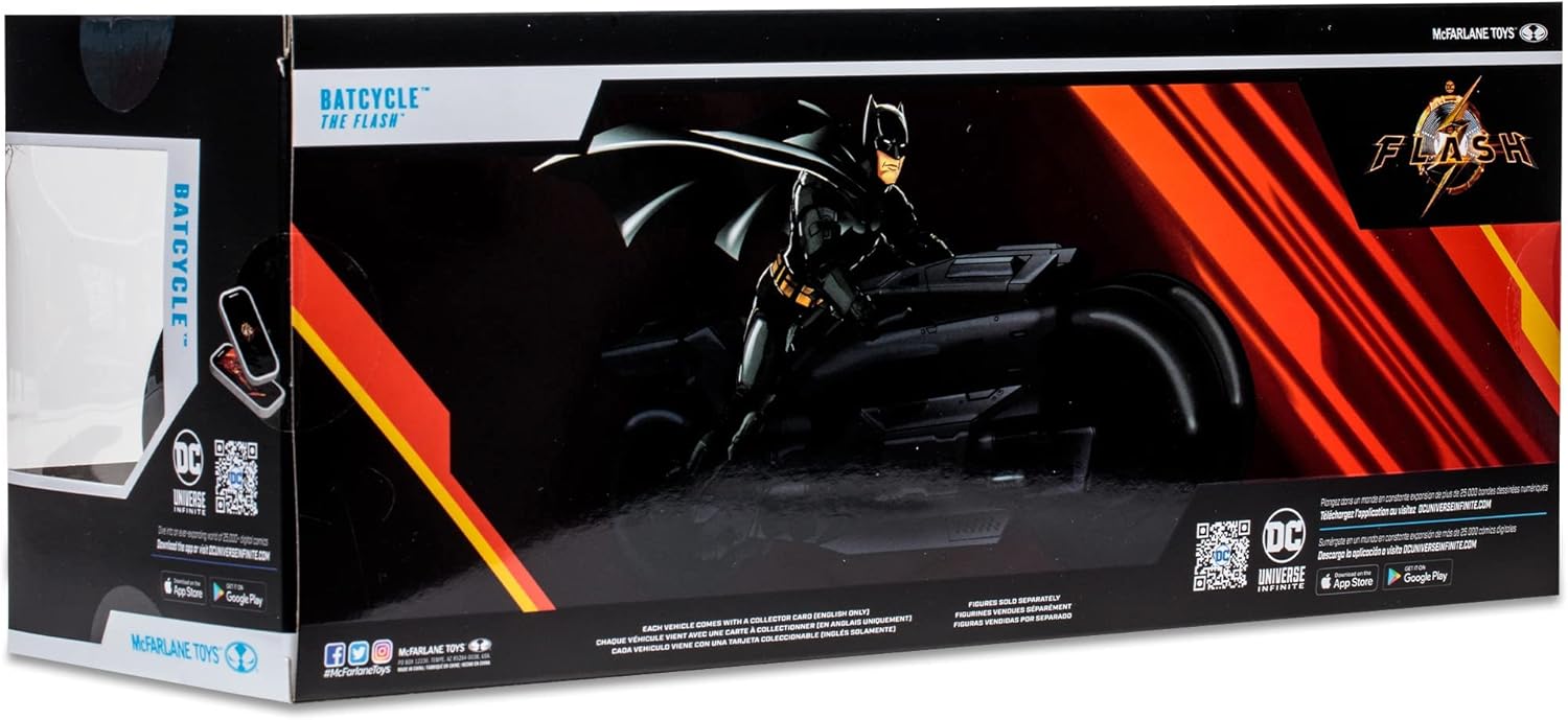 McFarlane Toys, DC Multiverse Batcycle Action Figure Vehicle, Collectible DC The Flash Movie Vehicle with Unique Collector Character Card – Ages 12+ Batcycle Single