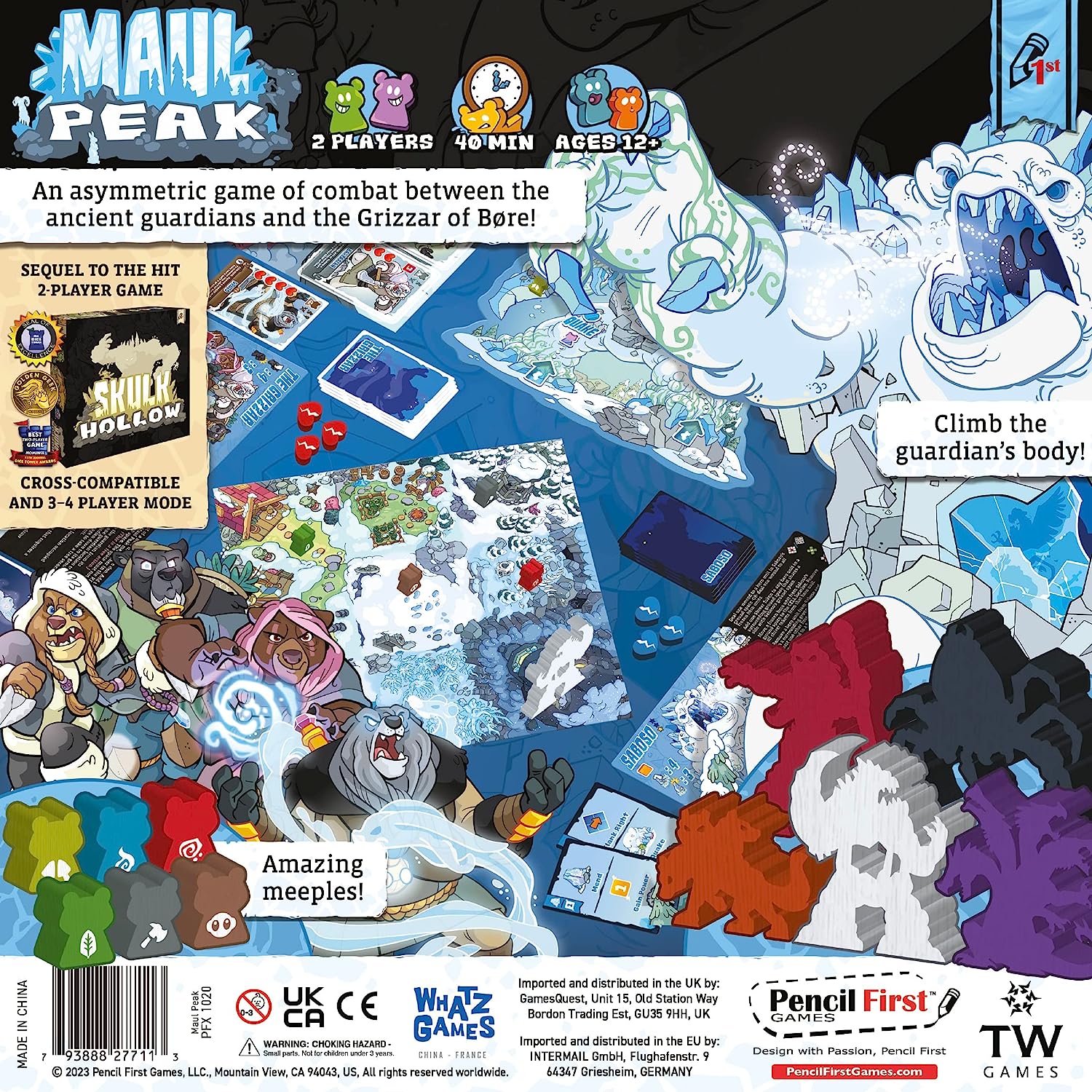 Pencil First Games Maul Peak Board Game – An Asymmetric Tactics Game of Giant Guardians and Fierce Bears by Pencil First Games for 2 Players