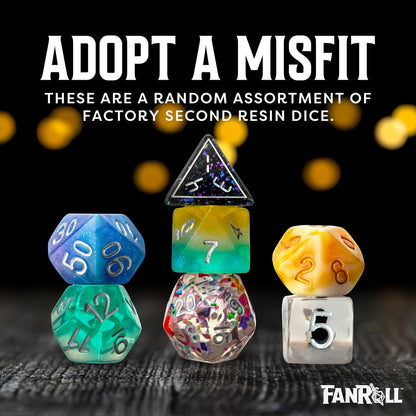 FanRoll by Metallic Dice Games Mystery Misfit Resin Polyhedral Dice Set, 7 Dice (Set of 2, 14 Dice