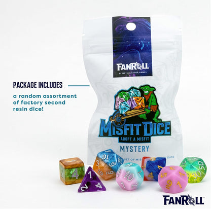 FanRoll by Metallic Dice Games Mystery Misfit Resin Polyhedral Dice Set, 7 Dice (Set of 2, 14 Dice
