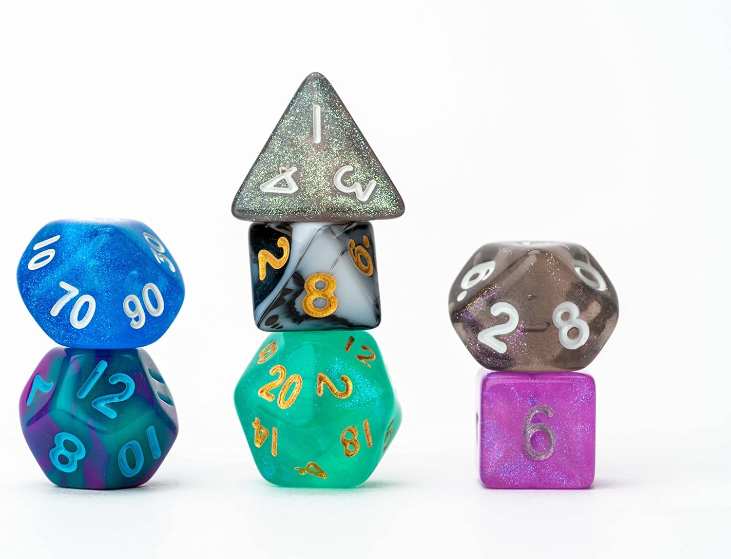 FanRoll by Metallic Dice Games Mystery Misfit Mini Polyhedral Dice (2 Set Pack, 28 Dice)
