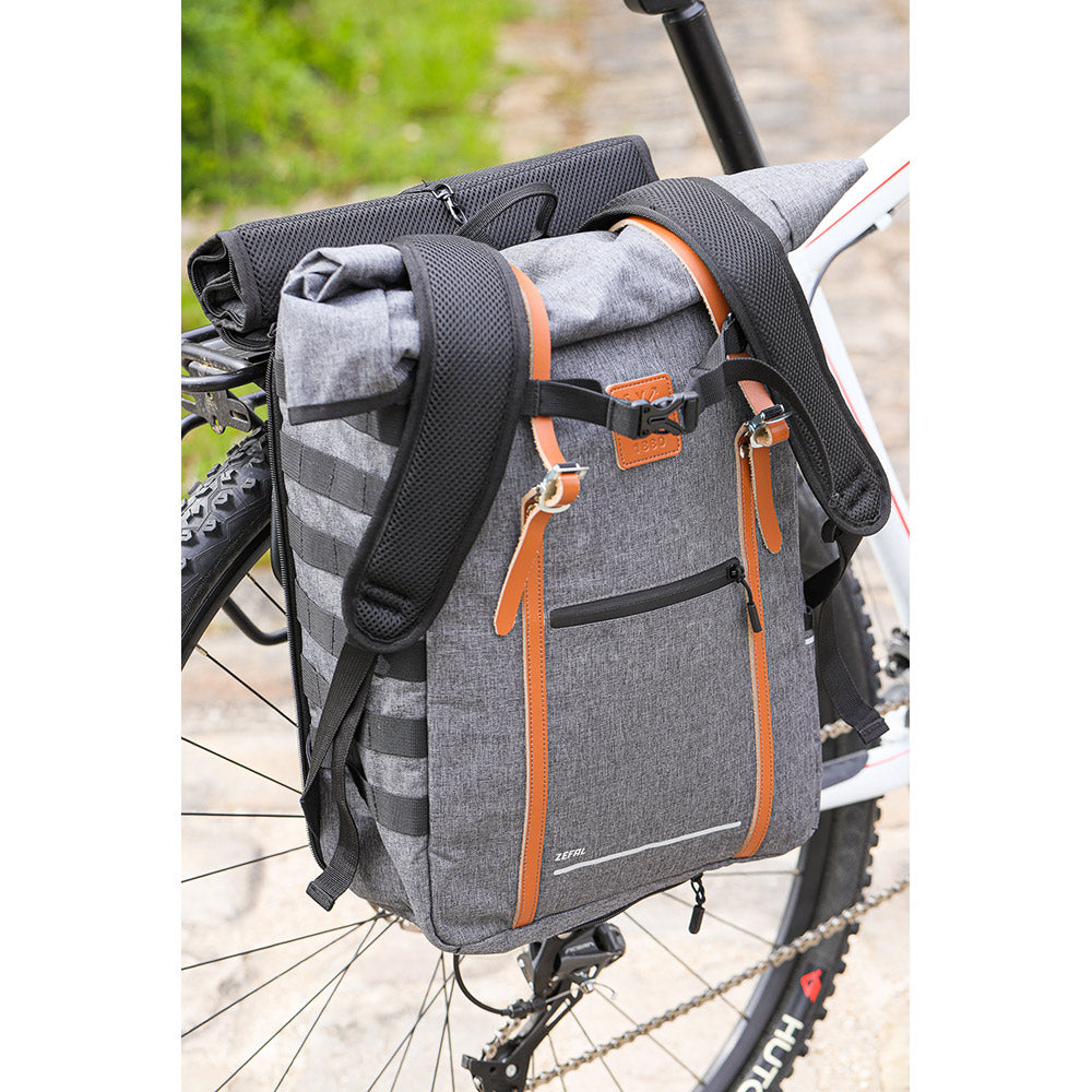 Zefal Urban Backpack - Urban Cycling Backpack - Waterproof 15-inch Laptop Bike Luggage Bag, Grey, 27L