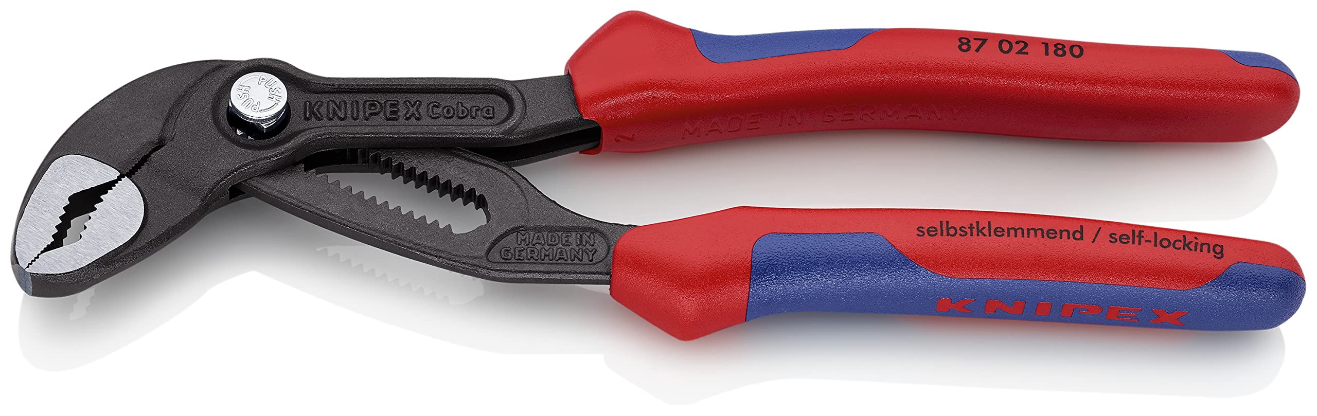 Knipex Cobra® High-Tech Water Pump Pliers grey atramentized, with multi-component grips 180 mm 87 02 180