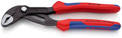 Knipex Cobra® High-Tech Water Pump Pliers grey atramentized, with multi-component grips 180 mm 87 02 180