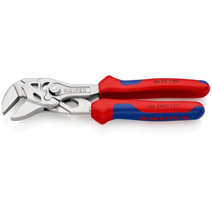 Knipex Pliers Wrench pliers and a wrench in a single tool chrome-plated, with multi-component grips 150 mm 86 05 150