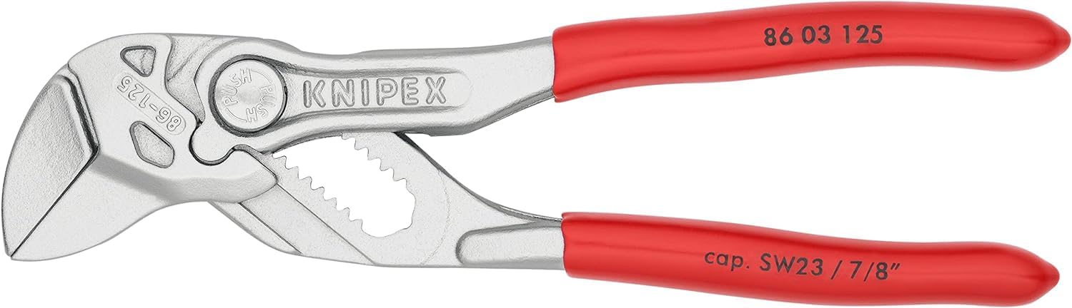 Knipex Mini pliers wrench pliers and a wrench in a single tool chrome-plated, plastic coated 125 mm 86 03 125