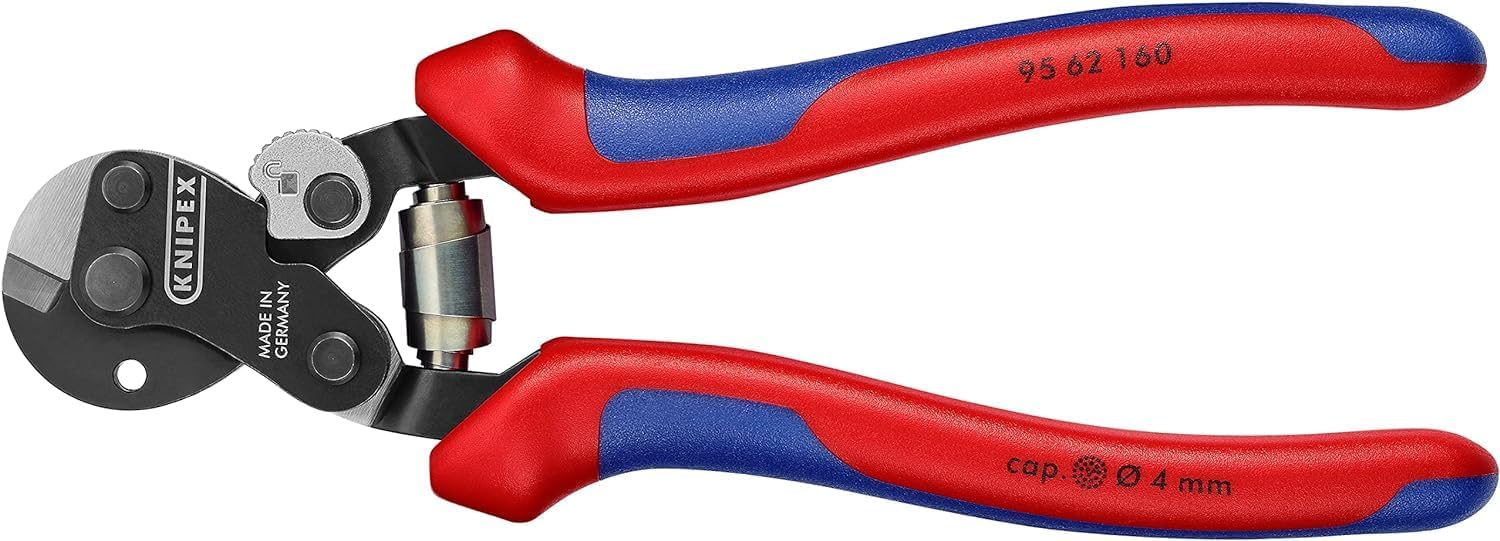 Knipex Wire Rope Cutter also for high-strength wire rope burnished, with multi-component grips 160 mm 95 62 160