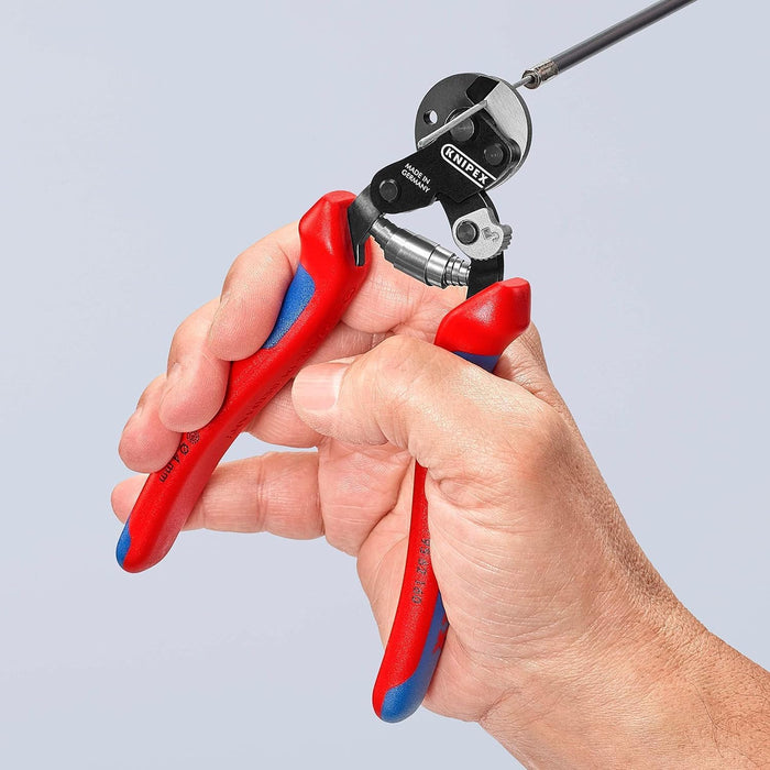 Knipex Wire Rope Cutter also for high-strength wire rope burnished, with multi-component grips 160 mm 95 62 160