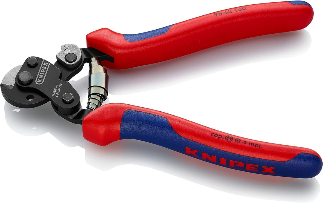 Knipex Wire Rope Cutter also for high-strength wire rope burnished, with multi-component grips 160 mm 95 62 160