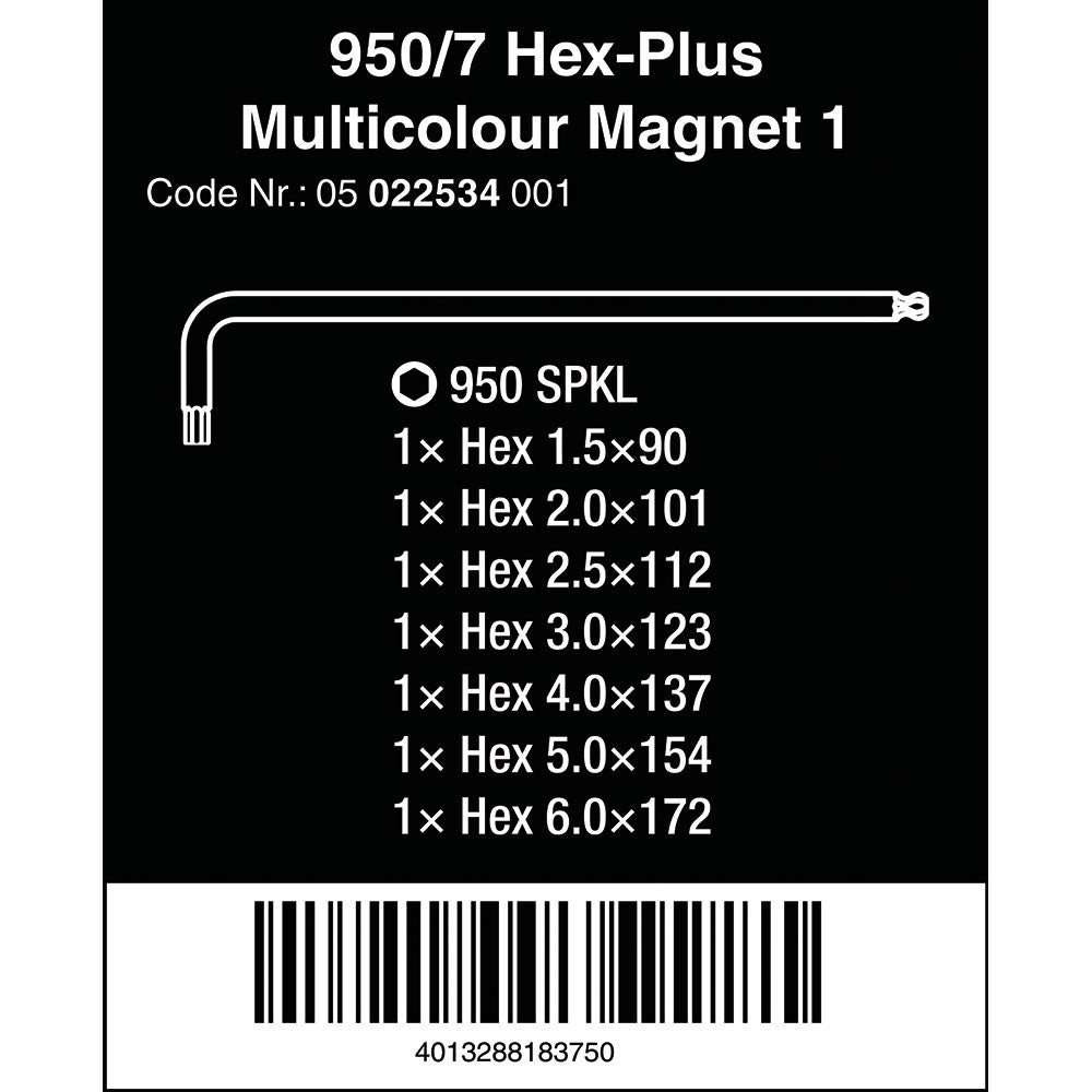 Wera 950/7 Hex-Plus Multicolour magnético 1