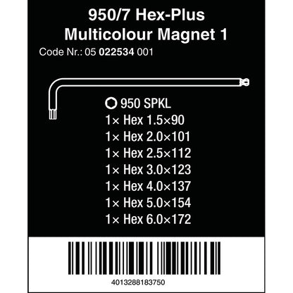 Wera 950/7 Hex-Plus Multicolour magnético 1