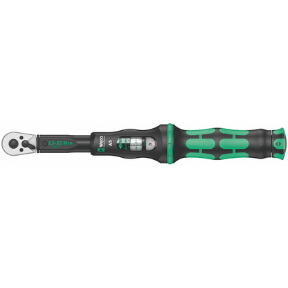 Wera Click Torque A 5 Adjustable Torque Wrench, 1/4" Square Drive, 2.5-25 Nm, 05075604001 & 8100 SA 6 Zyklop Speed Ratchet Set, 1/4" Drive, Metric, Silver, 28 Pieces - 05004016001