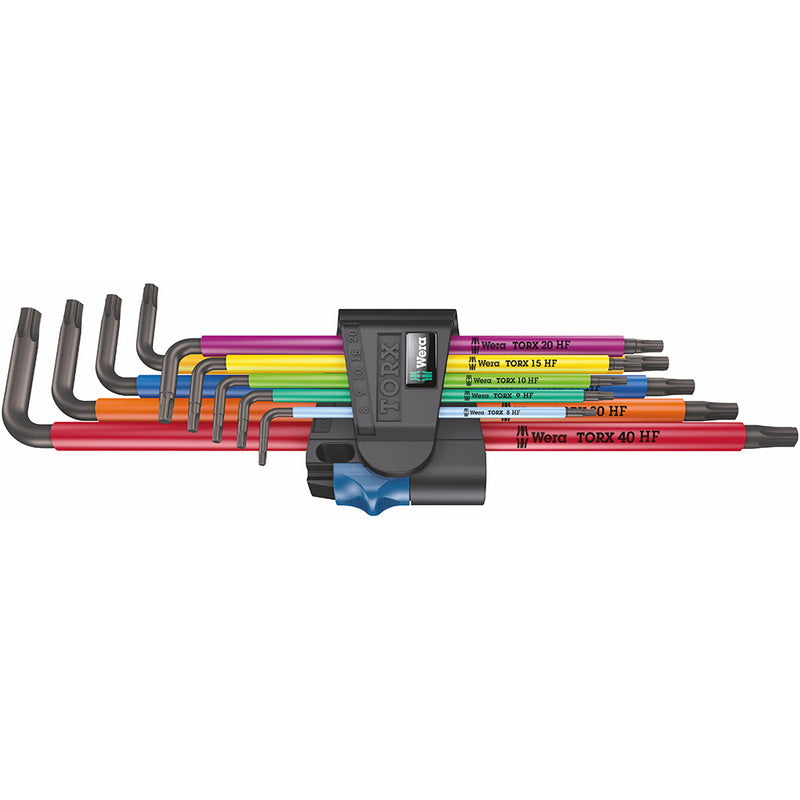 Wera 967 TX XL Multicolour HF 1 Holding-Function BlackLaser Long TORX® L-key set, TX 8-40, 9pc, 05024470001