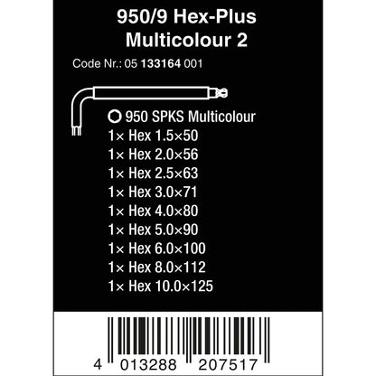 Wera 05133164001 950/9 Hex-Plus Multicolour 2 L-Key Set & Kraftform 300 Screwdriver Set 8 Piece
