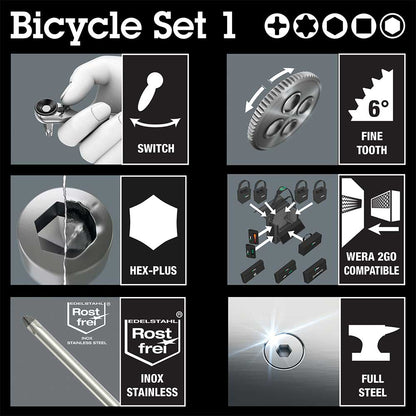 Wera 05004174001 Bicycle set 6, Screwdriver set, 10 pieces