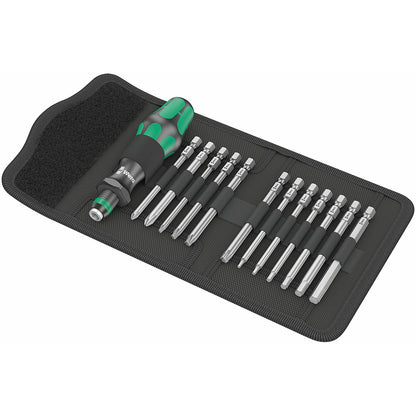 Wera Unisex's Bicycle 2, Kraftform Kompakt Interchangeable Screwdriver Set 05004171001 Universal Tool 13 Pieces, Black, 13pc