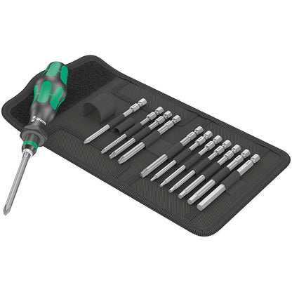 Wera Unisex's Bicycle 2, Kraftform Kompakt Interchangeable Screwdriver Set 05004171001 Universal Tool 13 Pieces, Black, 13pc