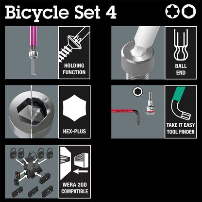 Wera 05004173001 Bicycle Set 4, Fahrrad Winkelschlüssel Satz, 9-teilig