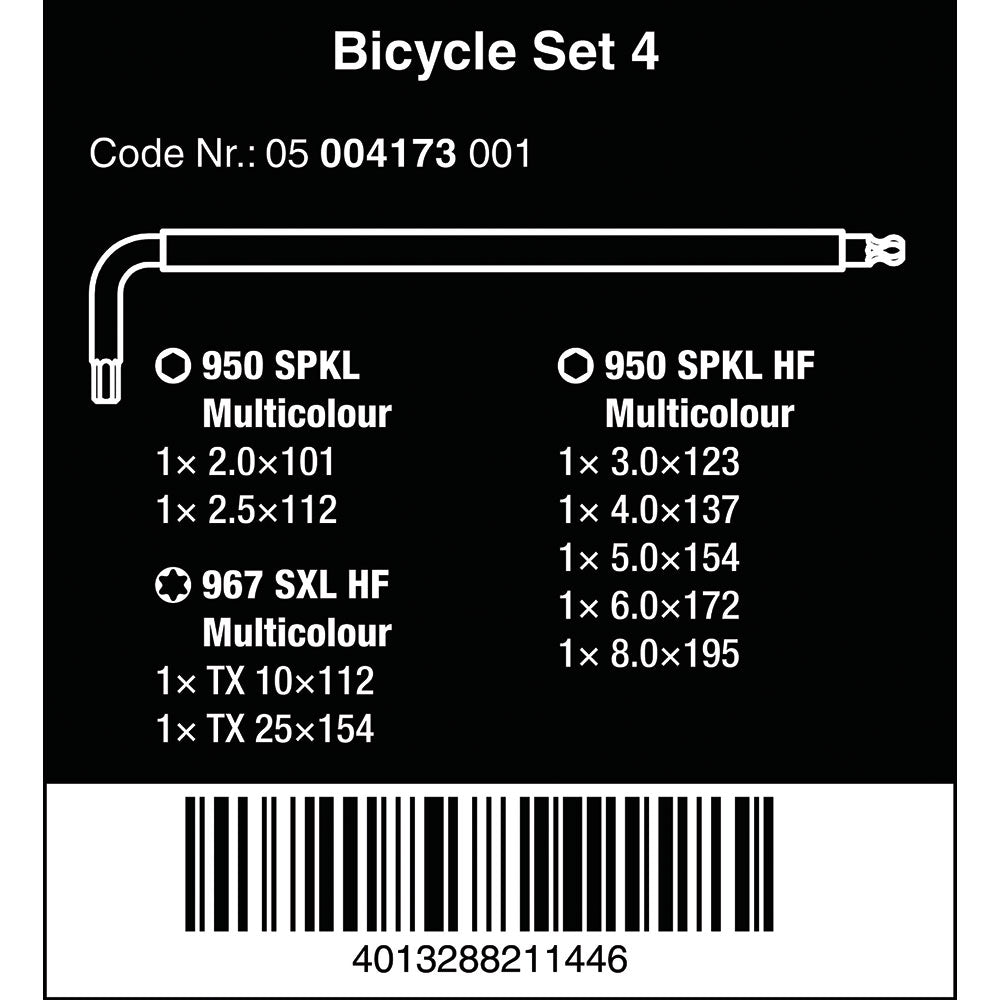 Wera 05004173001 Bicycle Set 4, Fahrrad Winkelschlüssel Satz, 9-teilig