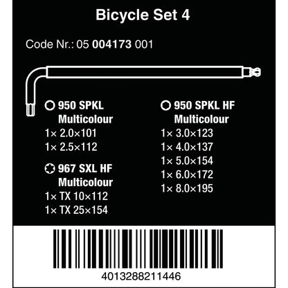 Wera 05004173001 Bicycle Set 4, Fahrrad Winkelschlüssel Satz, 9-teilig