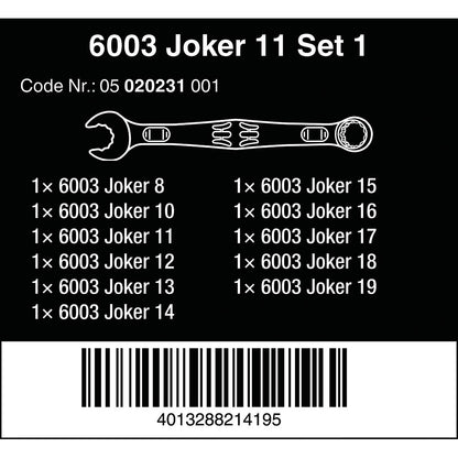 Wera 05020231001 6003 Joker 11 Set 1 Combination Wrench & Kraftform Kompakt VDE 17 Universal 1 Interchangeable Screwdriver Set with Twin Handle, 17PC, 05059030001