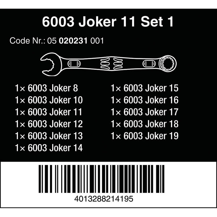 Wera 05020231001 6003 Joker 11 Set 1 Combination Wrench & Kraftform Kompakt VDE 17 Universal 1 Interchangeable Screwdriver Set with Twin Handle, 17PC, 05059030001
