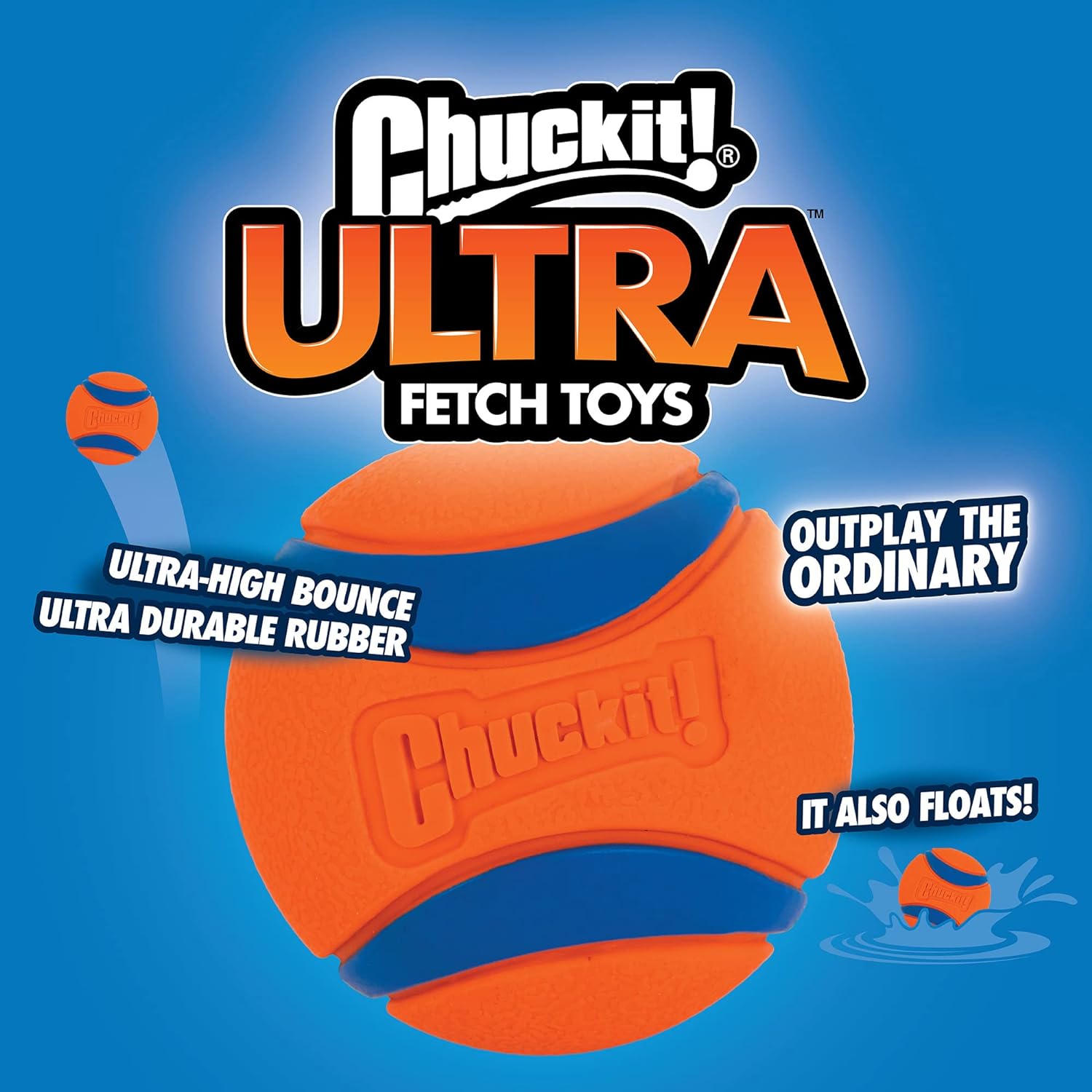Chuckit! Ultra Ball, Durable Dog Ball High Bounce Rubber Dog Toy, Launcher Compatible, 1 Pack, Medium 1 Pack Medium