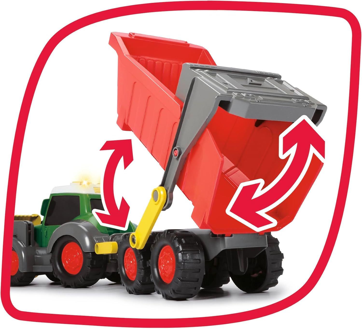 Dickie Toys - Happy Farm Trailer, Fendt Speelgoedtractor met hanger, licht en geluidseffecten, 65 cm, meerkleurig