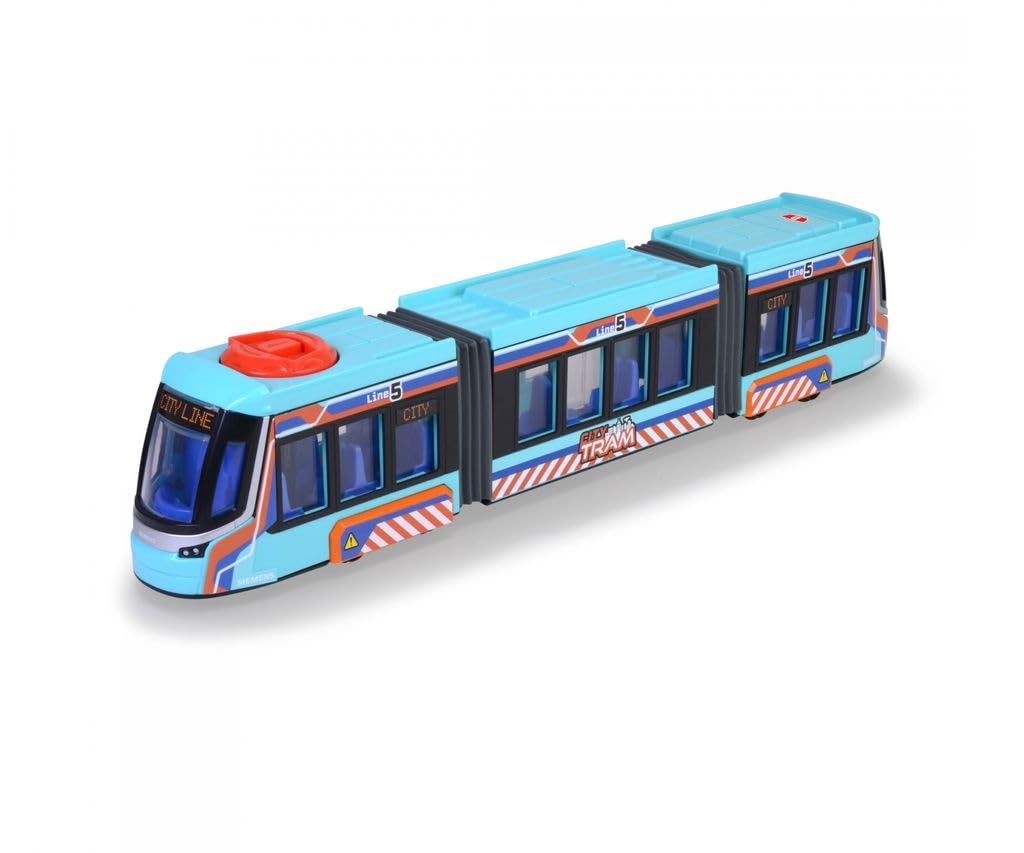 Dickie- Tranvía Urbano Siemens, Vehículo de Juguete 41cm, Gran Tranvía con Ruedas, Maqueta, Control de Dirección y Apertura de Puertas, A Partir de 3 Años (203747016