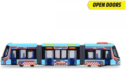 Dickie- Tranvía Urbano Siemens, Vehículo de Juguete 41cm, Gran Tranvía con Ruedas, Maqueta, Control de Dirección y Apertura de Puertas, A Partir de 3 Años (203747016