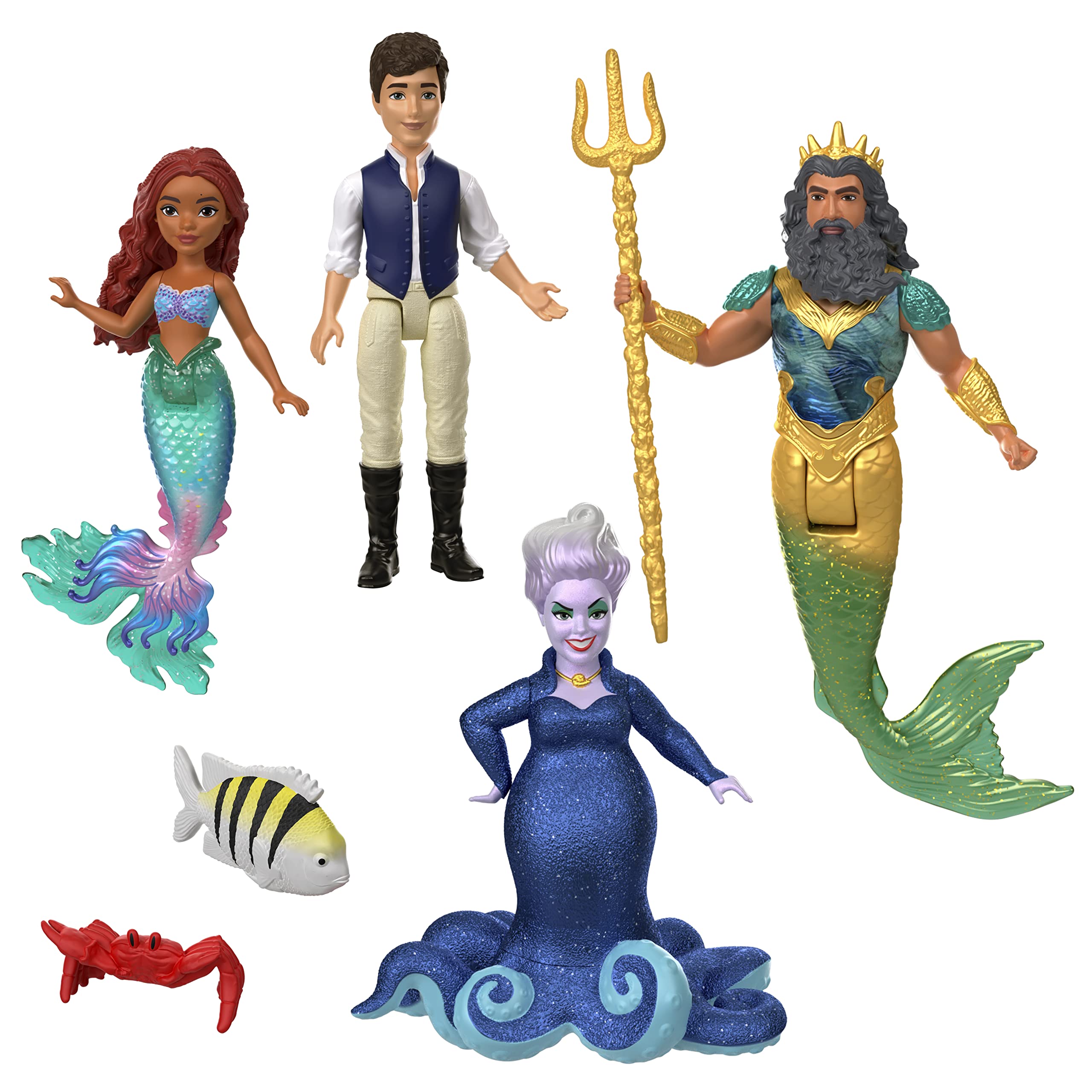 Disney The Little Mermaid Ariel's Adventures Story Set with 4 Small Dolls and Accessories, Toys Inspired by the Movie, HLX19
