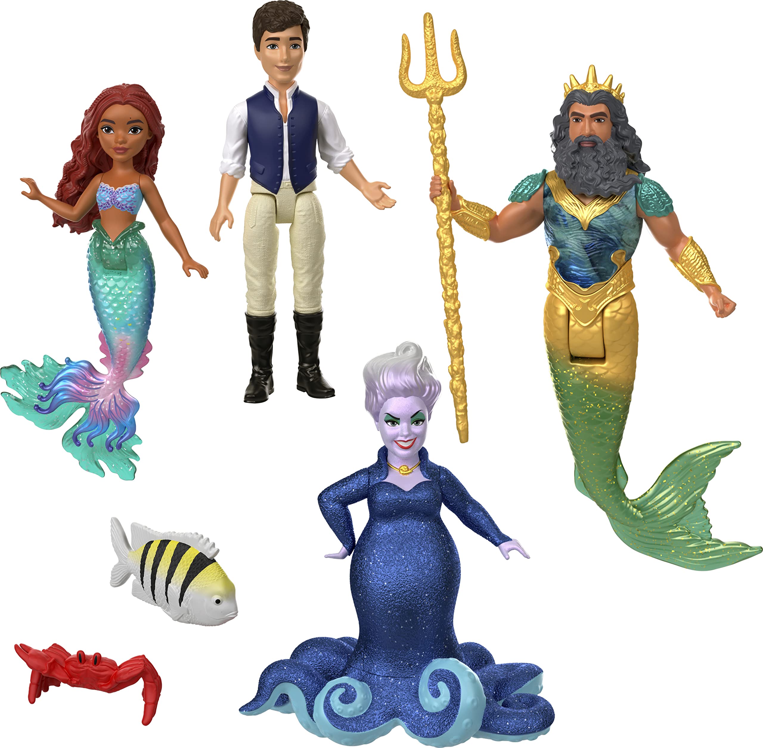 Disney The Little Mermaid Ariel's Adventures Story Set with 4 Small Dolls and Accessories, Toys Inspired by the Movie, HLX19
