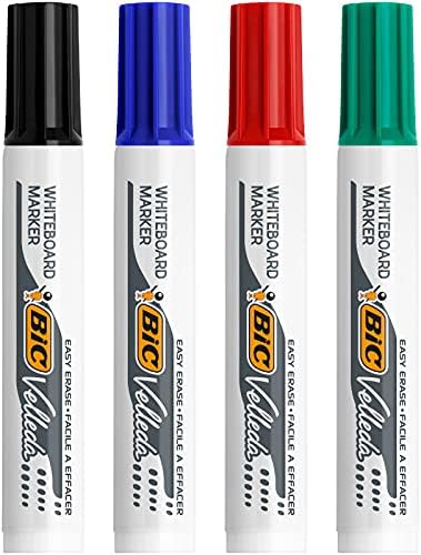 Bic Velleda 1741–Pochette de 4 marqueurs effaçables of sec-pointe biseautée-cétone - 4 Bright Inkjet