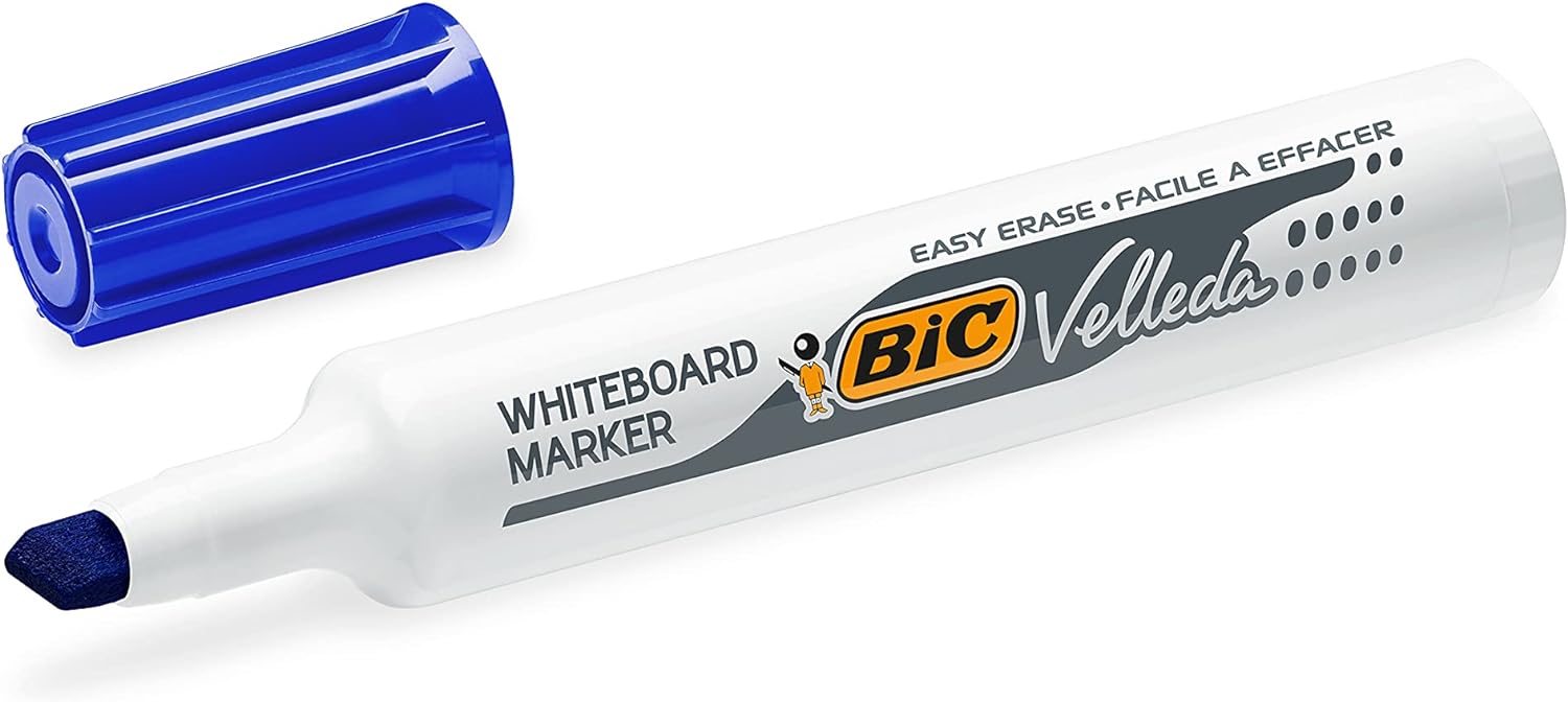 Bic Velleda 1741–Pochette de 4 marqueurs effaçables of sec-pointe biseautée-cétone - 4 Bright Inkjet
