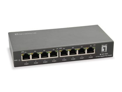 LevelOne GEP-0823 Gigabit Ethernet (10/100/1000) Negro Energía sobre Ethernet (PoE) - Switch de red (Gigabit Ethernet (10/100/1000), Bidireccional completo (Full duplex), Energía sobre Ethernet (PoE