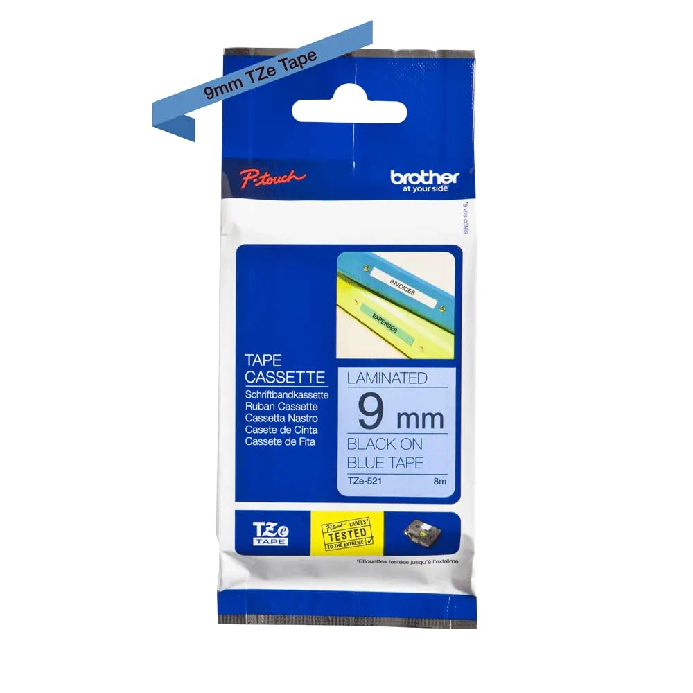 Brother TZ521 - Laminated tape - black on blue - Roll (0.9 cm x 8 m