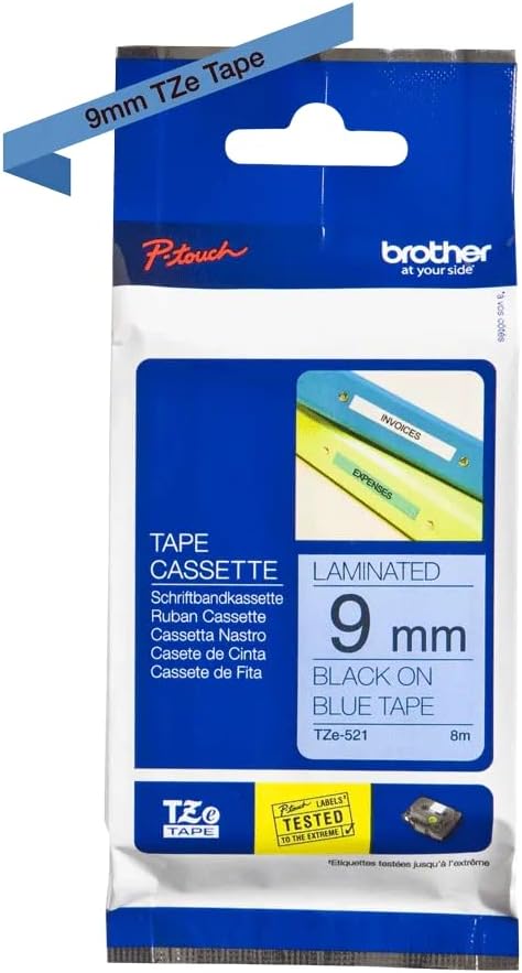 Brother TZ521 - Laminated tape - black on blue - Roll (0.9 cm x 8 m
